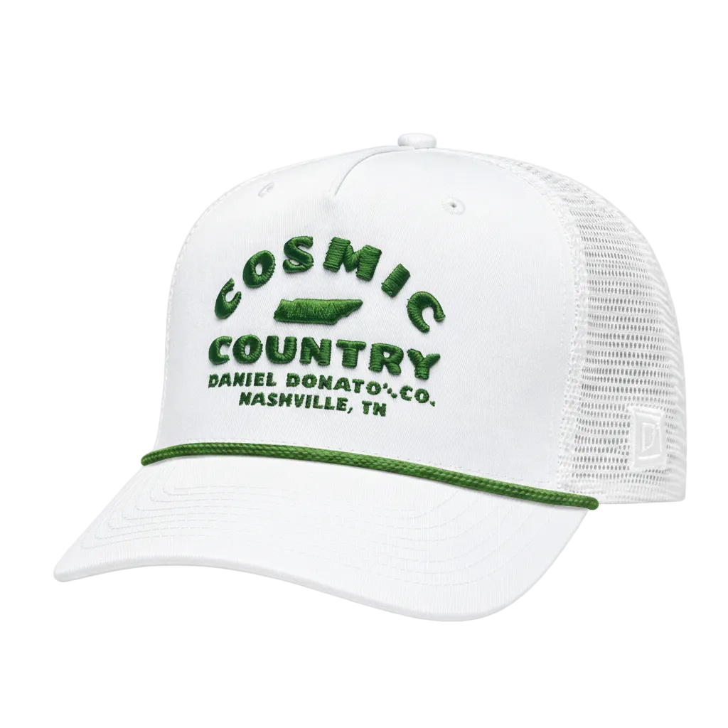 White Trucker Hat Green Rope Transparent Background